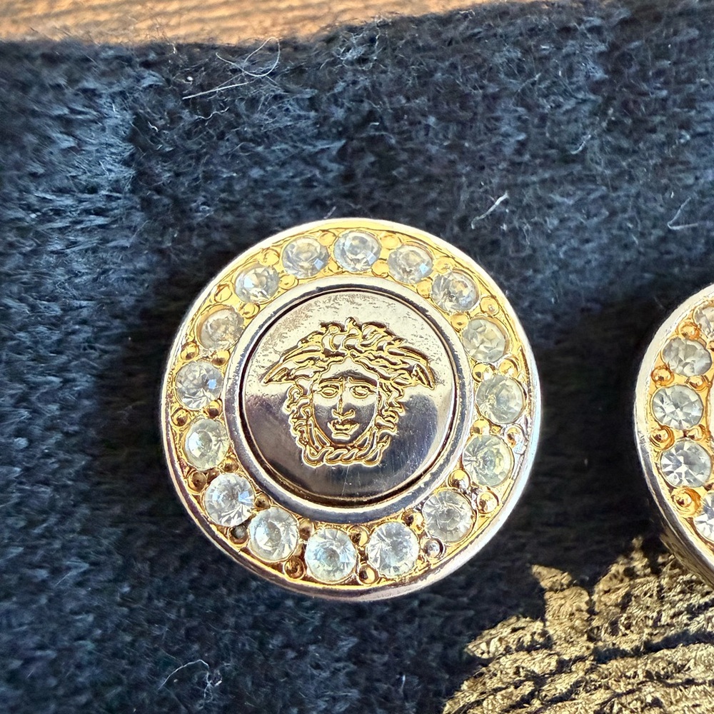 Versace Two Toned Clip-On Medusa Earrings - Picture 4 of 6